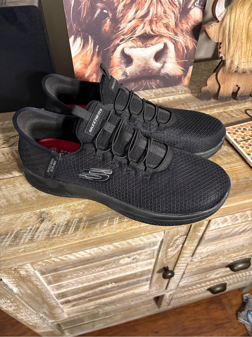 Skechers Women’s Black Knit Slip-On Athletic Sneakers